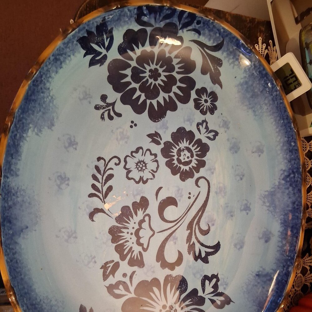 STONELITE Hand Painted Serving Platter 18" Microwave/Dish Safe STUNNING!*READ*